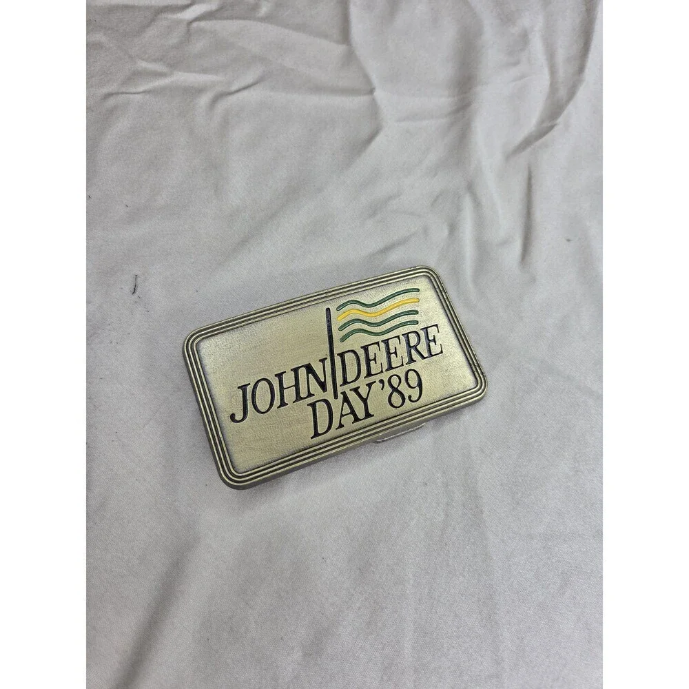 John Deere Day 1989 Belt Buckle - Gold Tone Rectangular Collectible